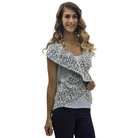 Animal Print Fuzzy Knit Sweater Vest - Picture 8 of 8
